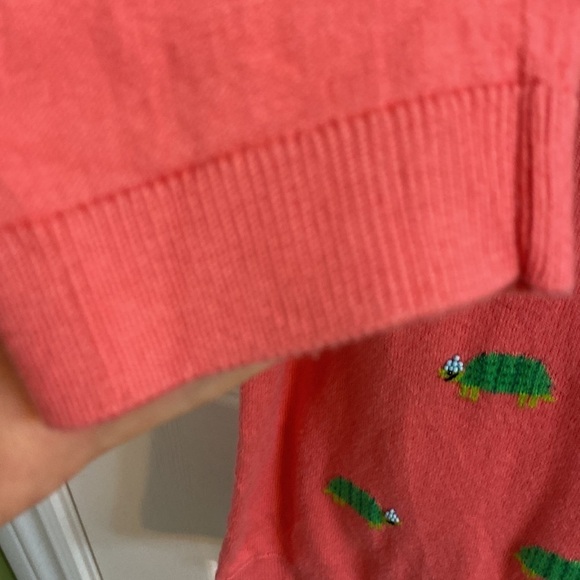 TALBOTS Women’s Pink Intarsia Knit Beaded Turtle Novelty Sweater Size Medium - Picture 4 of 6